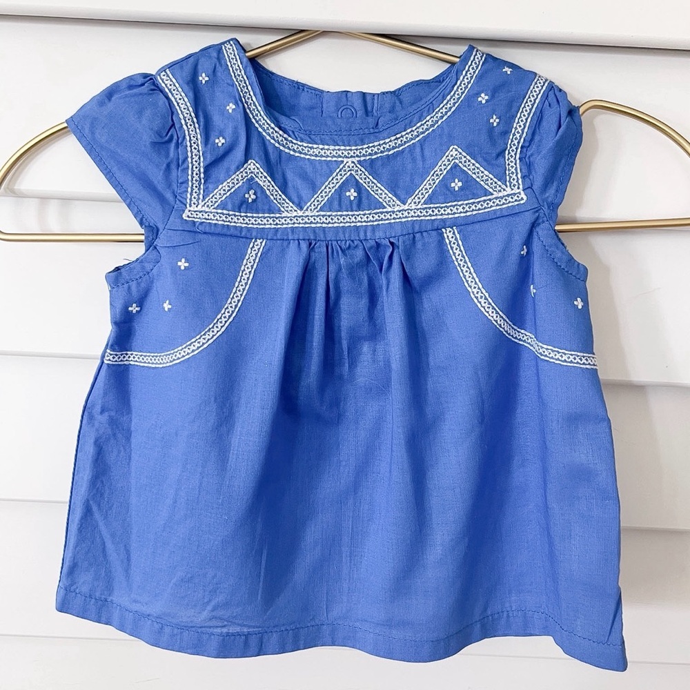 Blue Top with White Embroidery Details from Carters